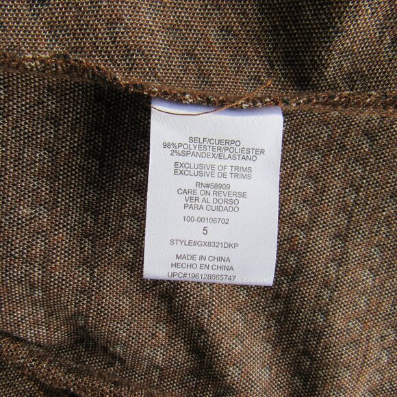 GB Girls Button-Down Long Sleeve Swing Rust/Black/White Printed Knit Dress - Picture 4 of 6